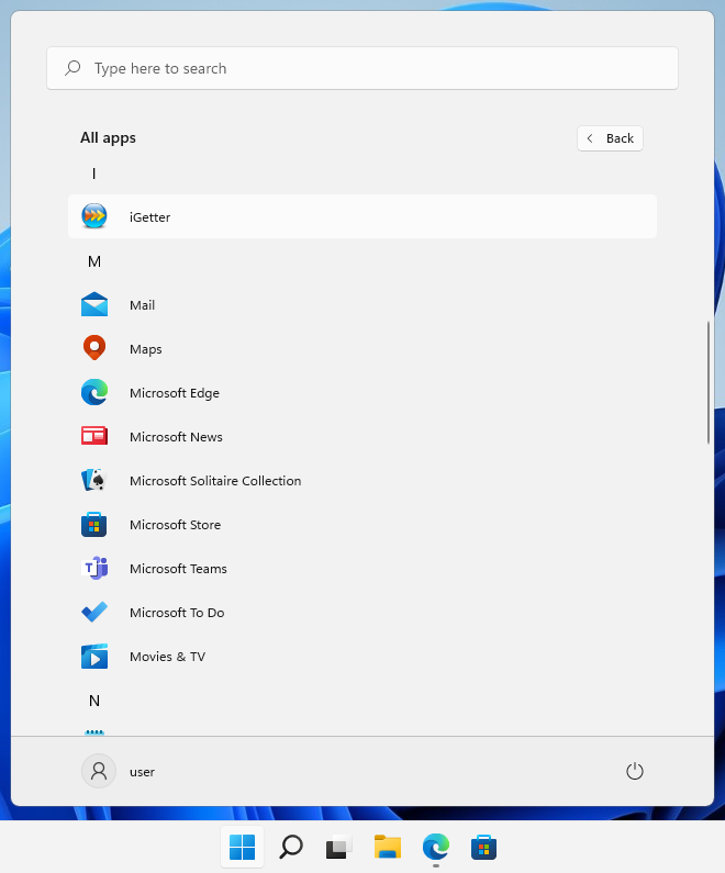 Start iGetter app from the Windows Start menu